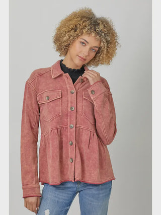 Berry Pink Fleece Terry Jacket