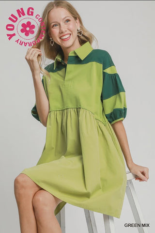 Oversized Dolman Sleeved Dress - Green