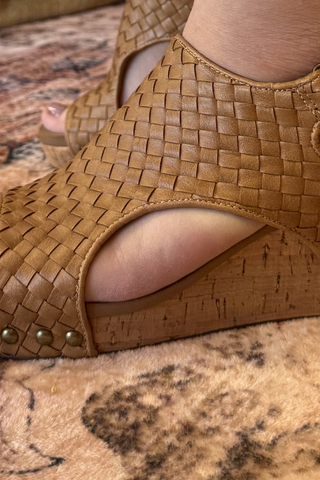 Carley Caramel Woven Wedge