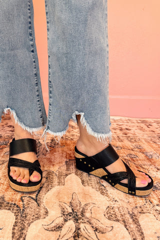 Bashful in Black Wedges