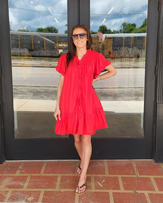 Red Ruffle Mini Dress