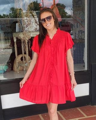 Red Ruffle Mini Dress