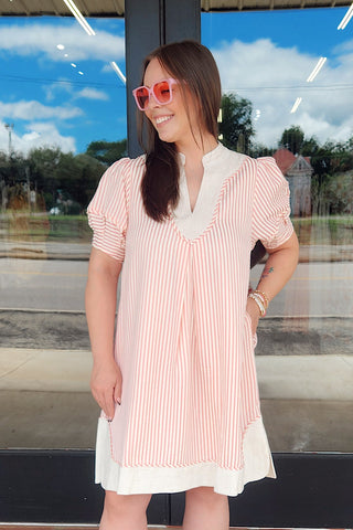 Pinstripe Shift Dress