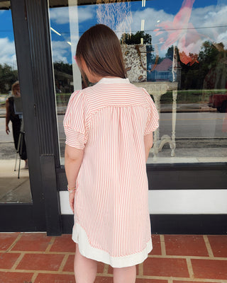 Pinstripe Shift Dress