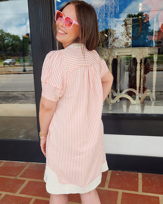 Pinstripe Shift Dress
