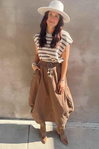 Striped Cap Sleeve Sweater