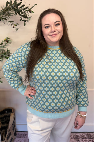 Mint Abstract Print Sweater