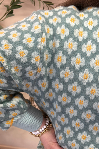 Mint Abstract Print Sweater