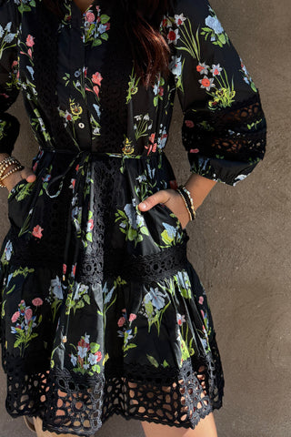 Puff Sleeve Ruffle Hem Floral Dress