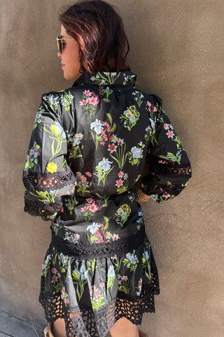 Puff Sleeve Ruffle Hem Floral Dress