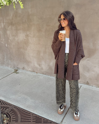 Espresso Boucle Knit Cardigan