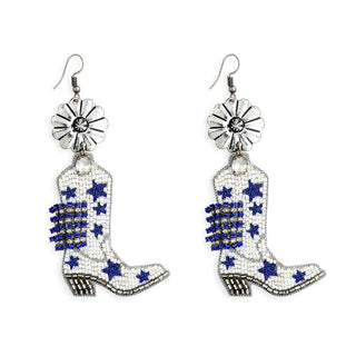 Stars and Bars Beaded Boot Earrings