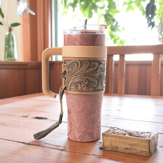 Wide Wyoming Tumbler - Brown with Tooling