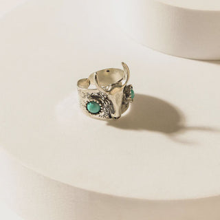 Longhorn Vow Ring in Sage Steel