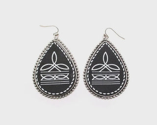 Western Boot Stitch Teardrop Earring