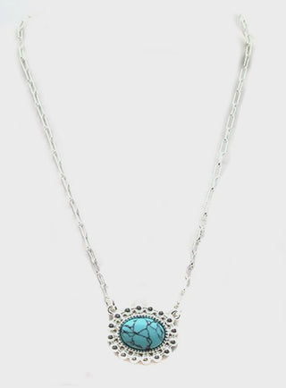 Western Turquoise Oval Necklace
