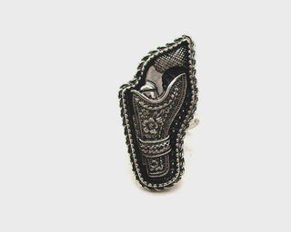 Western Etched Pistol Cuff Ring