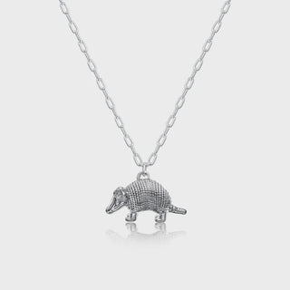Sterling Silver Plated Western 3D Armadillo Necklace