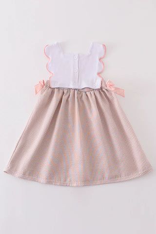 Seashell Embroidered Seersucker Dress