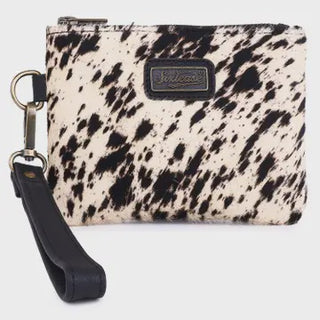 Black & White Leather Cowhide Wristlet