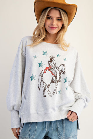 Horse & Rider Graphic Sweatshirt - Western Haze