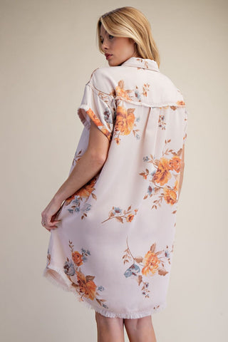 V Rose Shirt Dress