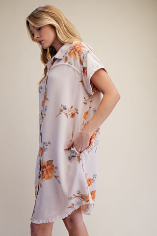 V Rose Shirt Dress