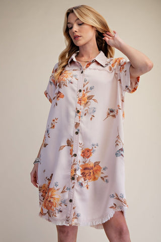 V Rose Shirt Dress