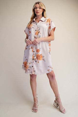 V Rose Shirt Dress