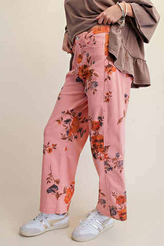 Coral Bloom Barrel Pants