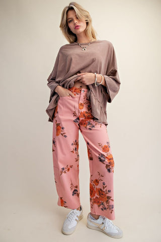 Coral Bloom Barrel Pants