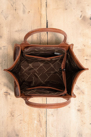 Wrangler Embroidered Trapezoid Concealed Carry Tote - Brown