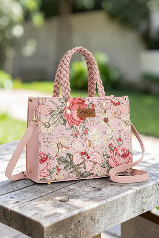 Wrangler Floral Print Braided Tote Bag - Pink