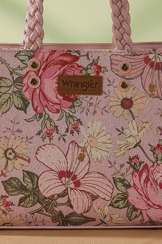 Wrangler Floral Print Braided Tote Bag - Pink