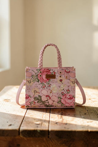 Wrangler Floral Print Braided Tote Bag - Pink