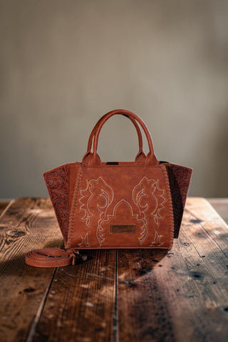Wrangler Embroidered Trapezoid Concealed Carry Tote - Brown