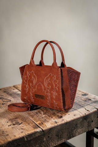 Wrangler Embroidered Trapezoid Concealed Carry Tote - Brown