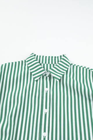 Green Stripe Dolman Sleeve Oversize Shirt