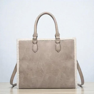 Bevin Sherpa Trim Tote - Grey