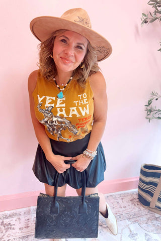 Yee Haw Rodeo Tank Top - Mineral Mustard
