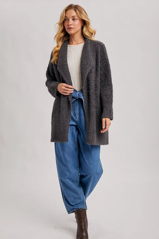 Ash Fuzzy Drape Cardigan