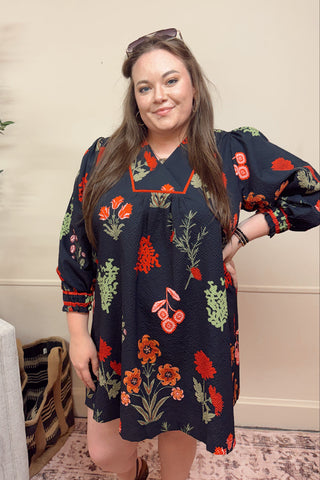Floral Babydoll Dress - Black Mix