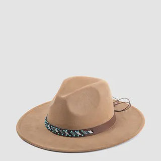 Teo Faux Suede Fedora - Tan
