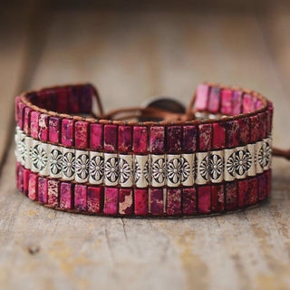 Tibetan Fushia Jasper Wrap Bracelet