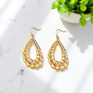 Double Layer Bay Leaf Earrings