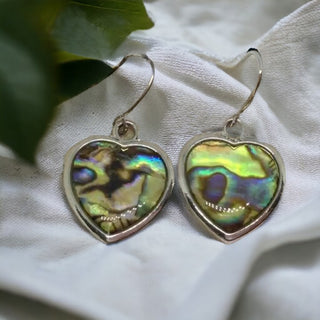 Abalone Seashell Heart Earrings