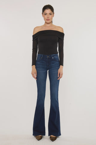 Mid Rise Dark Wash Flare Jeans