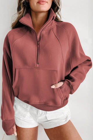 Brown Fleece Lined Zip Up Sweatshirt