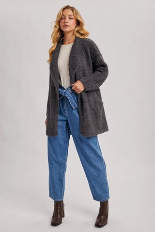 Ash Fuzzy Drape Cardigan