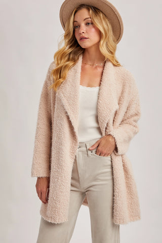 Fuzzy Drape Cardigan - Oatmeal